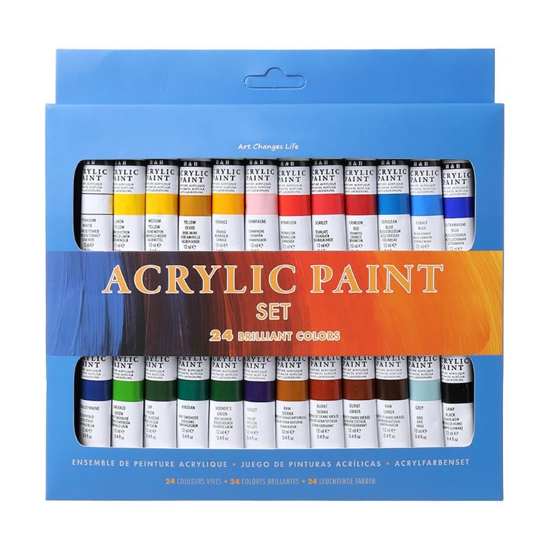 DIY-24色のアクリルペイントセット,無毒で耐久性のある12mlのチューブ,描画,顔料,手描きの壁,アーティスト,学用品