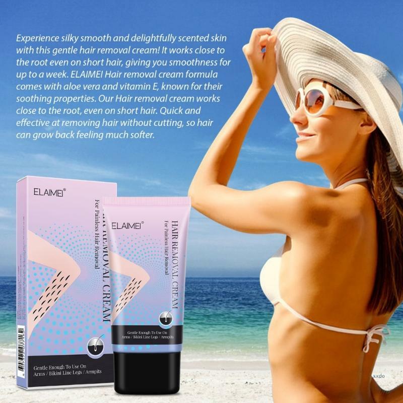 Elaimei Haarentferner Creme cool Sommer Strand Urlaub Reise Bikini Bereich Bein Arm schnell & effektiv ohne Rasur