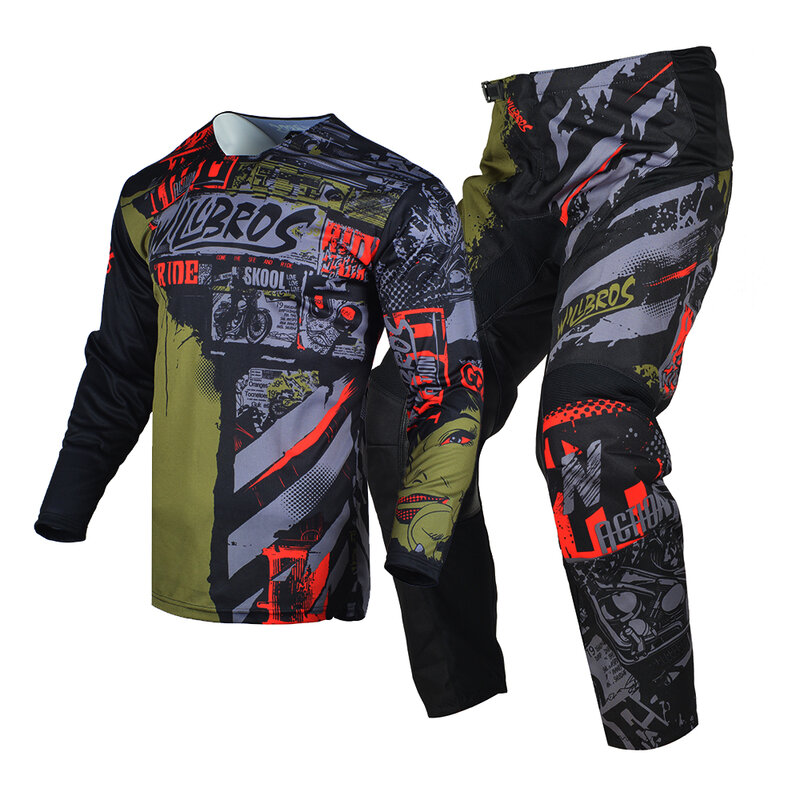 Willbros nero/blu Motocross Dirt Bike Offroad MX Jersey Pants Combo Riding Downhill Racing Gear Set
