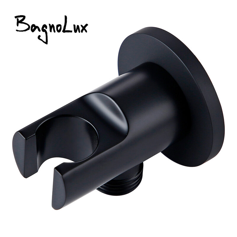 Support de douche de remplacement de robinet de salle de bain mural rond en laiton noir