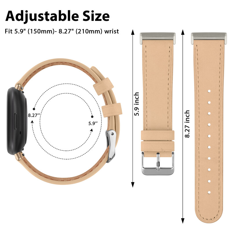 Correa de cuero genuino para Fitbit Versa 3/Versa 4, pulsera ajustable para Fitbit Sense/Sense 2
