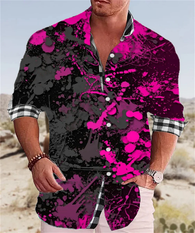 New style Hawaiian shirt fashion luxury lapel men's shirt long sleeve button animal tiger shirt comfortable and soft men's cloth