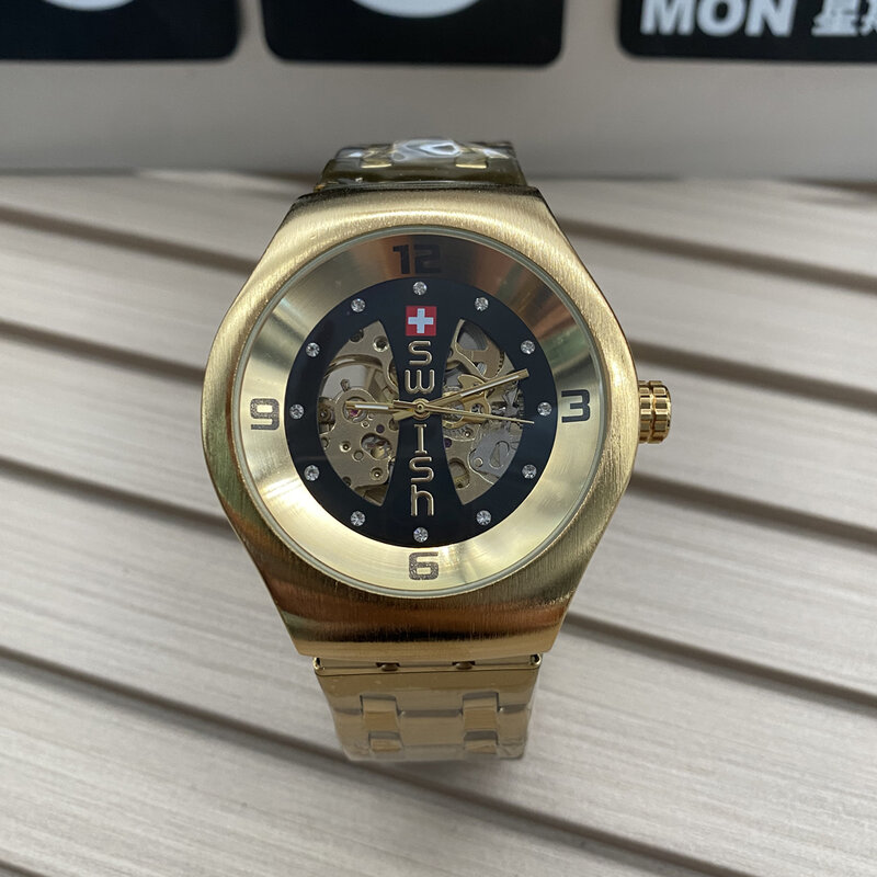 SWISH orologio da uomo scheletro Top Brand Luxury acciaio inossidabile impermeabile trasparente meccanico sportivo orologio da uomo trasparente