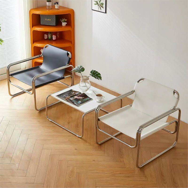 JOYLIVE Single Sofa Chair Designer Bauhaus Casual Chair Stainless Steel Saddling Coffee Chair Shooting Prop New Dropshipping