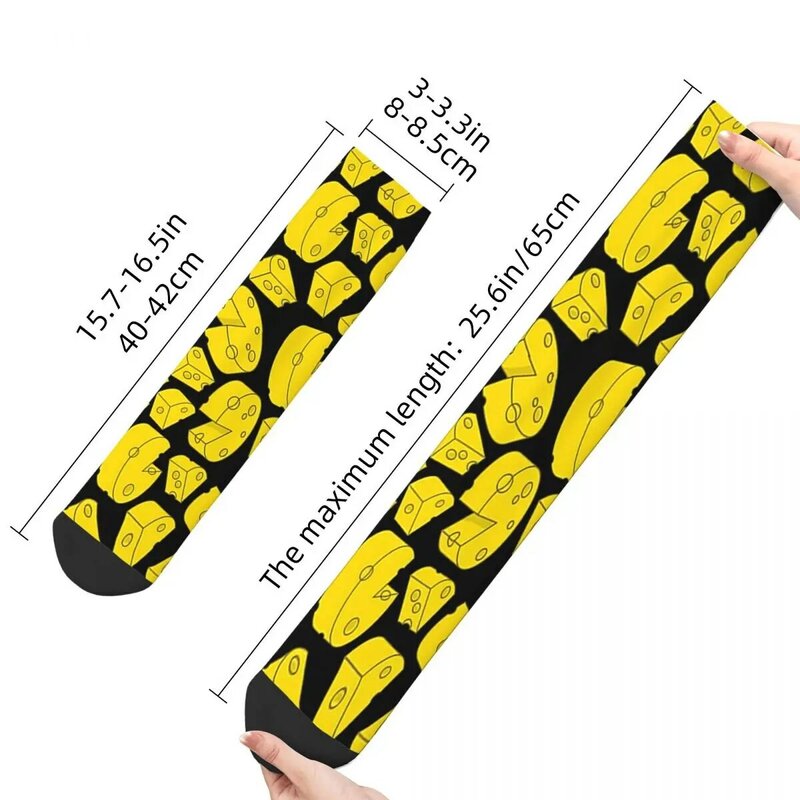All Seasons Crew Stockings Yellow Cheese Socks Harajuku Crazy Hip Hop Long Socks Accessories for Men Women Christmas Gifts