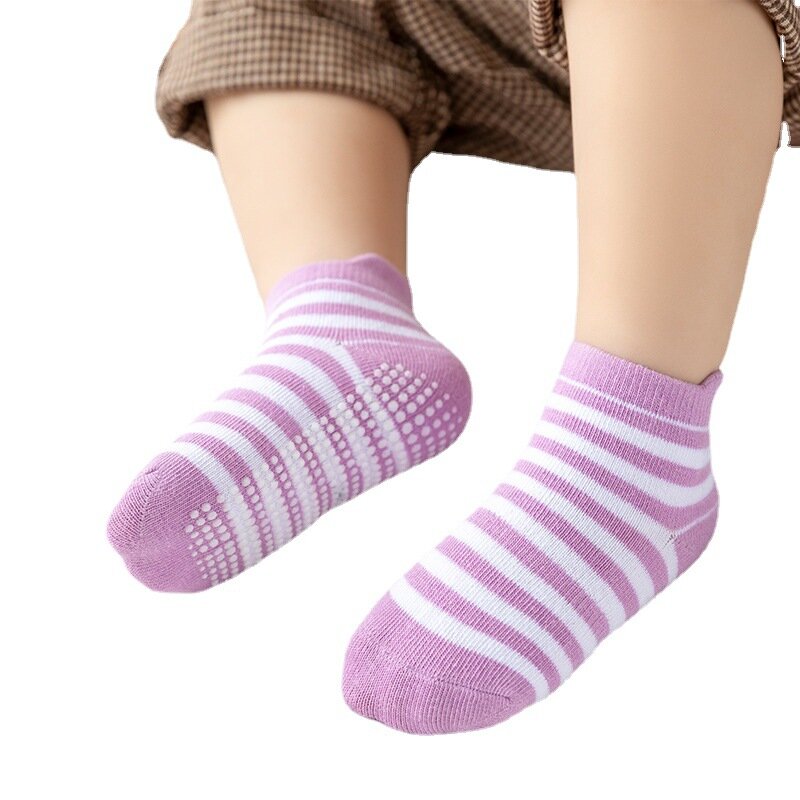Lot de 6 paires de chaussettes antidérapantes pour bébé,vêtement en coton toute saison, hauteur cheville, fille et garçon en bas âge, 0 — 5 ans,