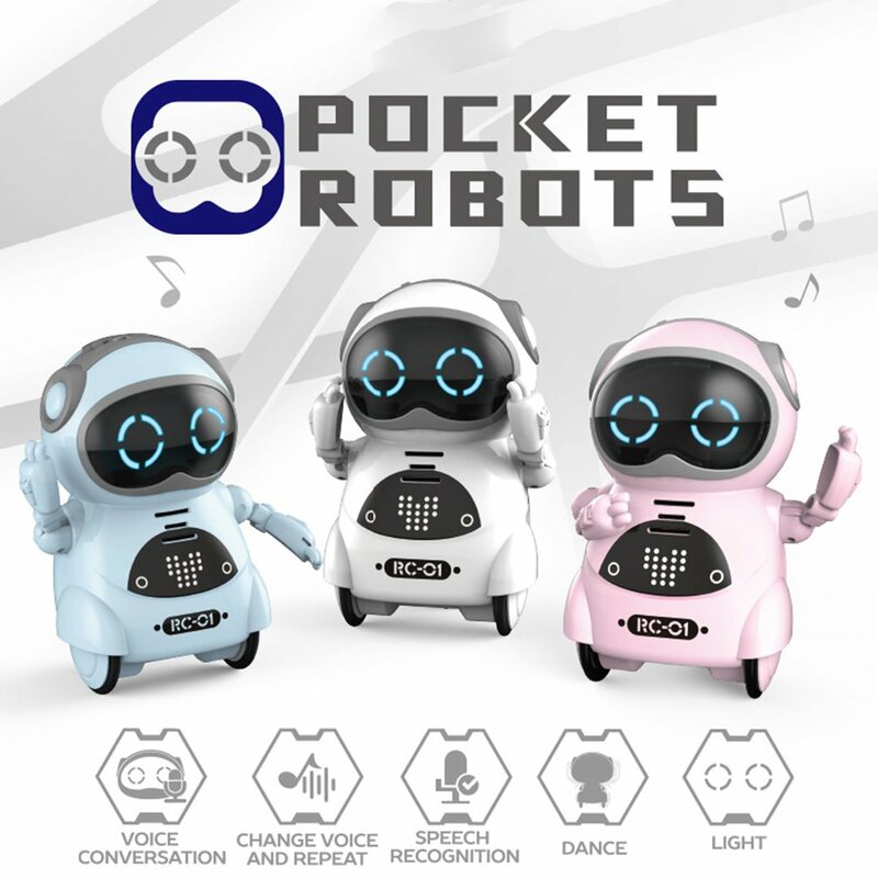 Robot saku Mini cerdas laris, mainan anak pintar, percakapan pengenalan suara, cahaya dansa musik, sangat cerdas, mainan interaktif