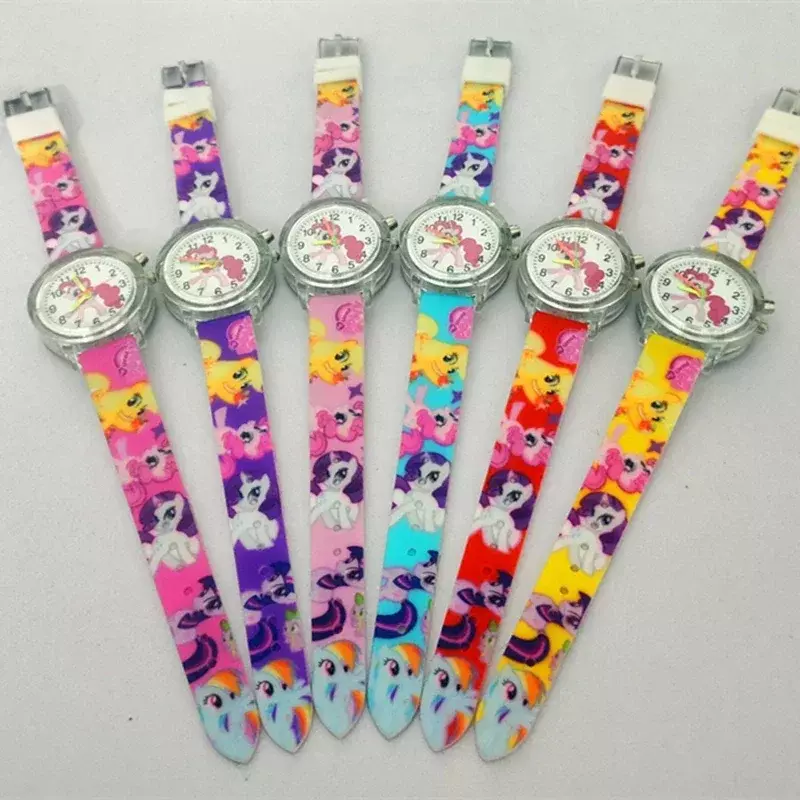 Flash Light Toys orologi per bambini regalo di compleanno Cartoon Pony Unicorn Watch Silicone ragazzi ragazze bambini orologi da polso al quarzo orologio