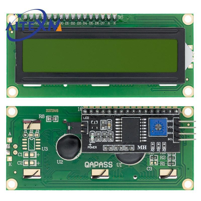 Módulo LCD LCD1602 1602, pantalla verde azul/amarilla de 16x2 caracteres, PCF8574T PCF8574 IIC I2C interfaz 5V para Arduino