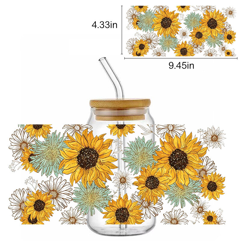 16oz UV DTF Cup Wraps facile da usare Cold transfer press Flowers Stickers migliori regali per amico