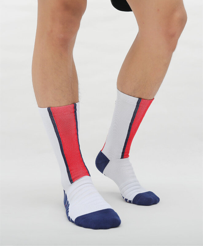 Calcetines de fútbol para hombre y adulto, medias antideslizantes de nailon, transpirables, de secado rápido, color azul y blanco, número 10 #