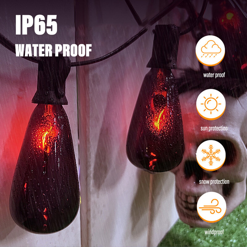 LED Christmas Flame Light String with Tail Plug Flashing Flame Halloween Party Outdoor Patio Backyard Indoor Holiday Decoration