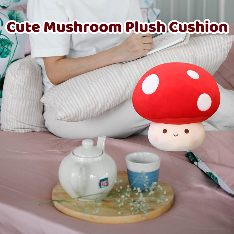 12" Mushroom Plush Cute Mushroom Stuffed Animal Pillow Plush Toy Cozy Soft Cushion Plushie Toy for Girls Gifts Room Decor