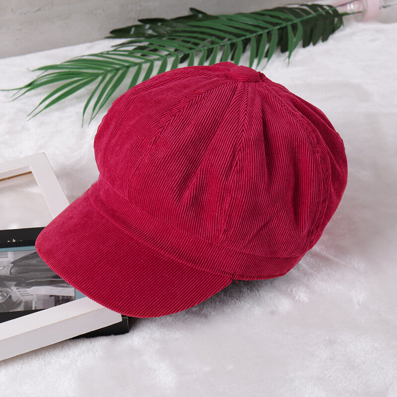 Осенне-зимние шапки для женщин, однотонная женская повседневная шерстяная шапка в полоску, Зимний берет, женская шапка HR122307