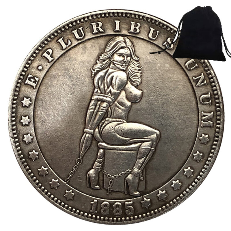 럭셔리 섹시 천사의 자유 1 달러 3D 아트 로맨틱 커플 동전, 재미있는 포켓 결정 동전, 기념 행운의 동전, 선물 가방