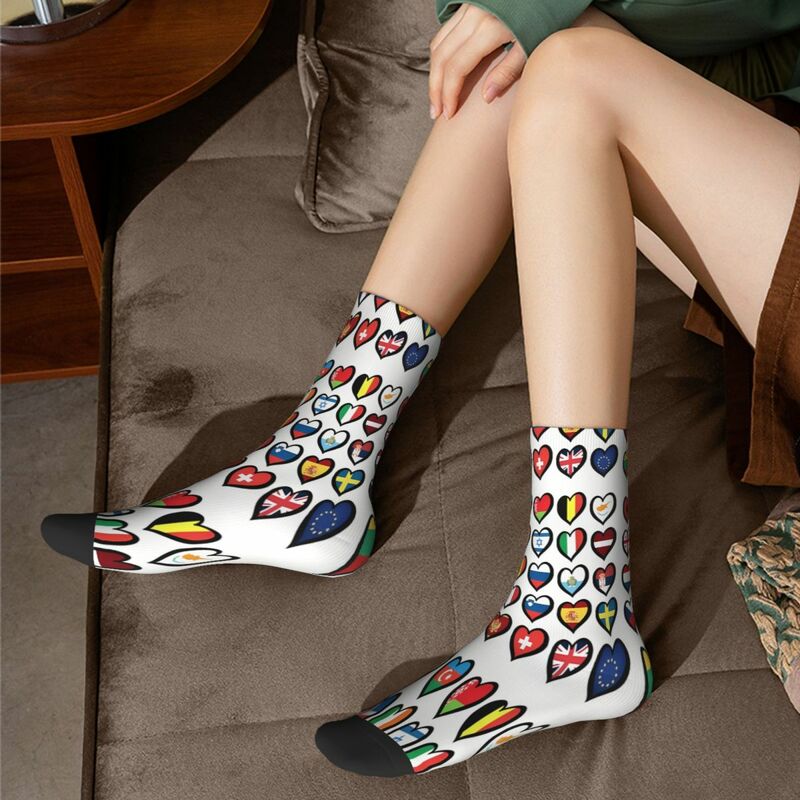 ถุงเท้าฤดูหนาวสำหรับการประกวดเพลงยูโรวิชันถุงเท้าชายหญิงถุงน่องผ้าโพลีเอสเตอร์