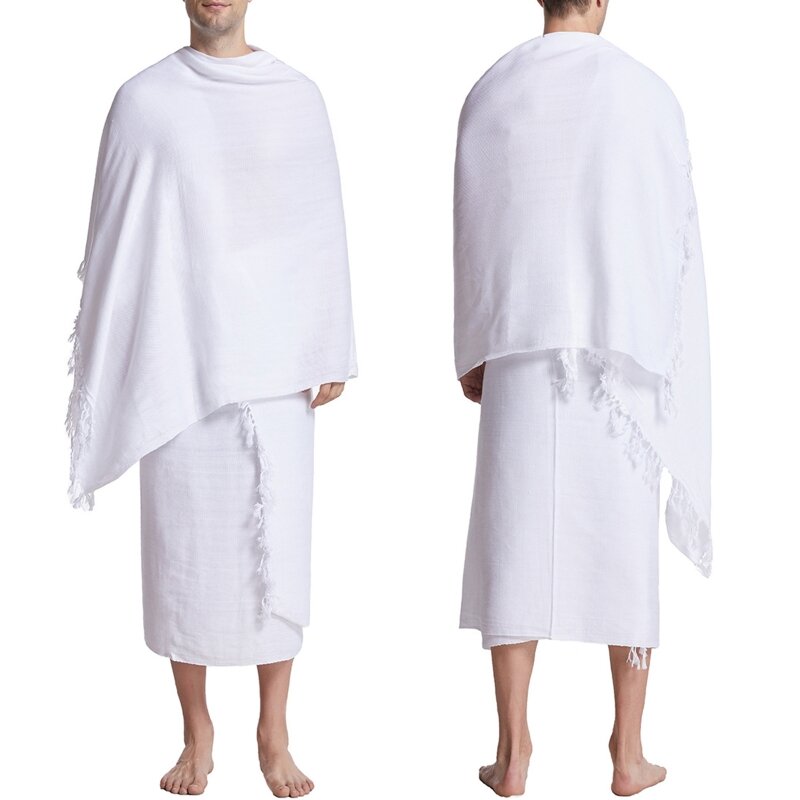 Y1UE Confezione da 2 comodi asciugamani islamici da uomo Ihram Ahram Ehram per Hajj o Umrah