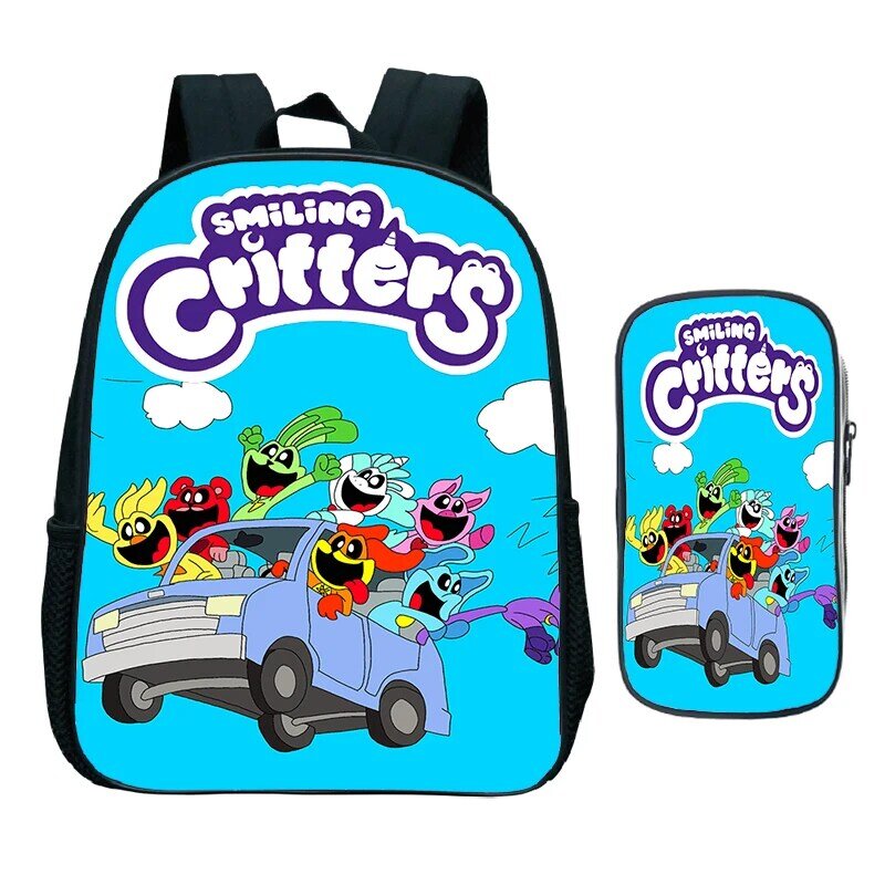 Набор из 2 предметов, школьный рюкзак с 3D принтом в виде смайликов и пенал для дошкольников, мальчиков и девочек