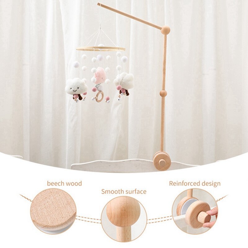 1 buah bagian dekoratif lengan ponsel kayu untuk tempat tidur bayi gantungan untuk tempat tidur bayi perempuan dekorasi kamar anak
