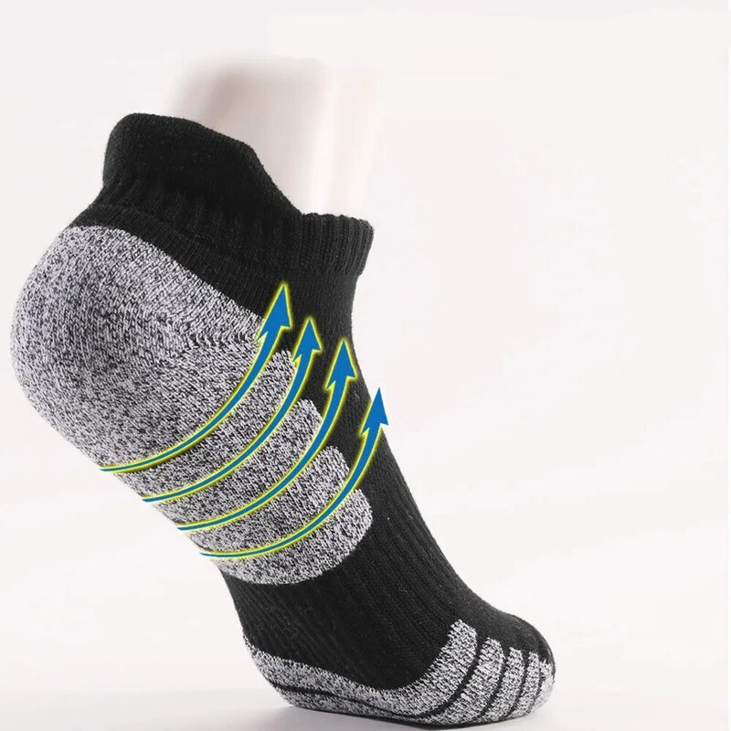 ถุงเท้าผ้าคอตตอนด้านล่างหนา3คู่ถุงเท้าตาข่ายสำหรับผู้ชายถุงเท้ากีฬากันลื่นระบายอากาศได้ถุงเท้ากีฬา
