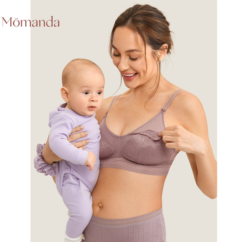 Momanda-sutiã para amamentação de maternidade, sem fio, forrado, roupa íntima para mulheres grávidas