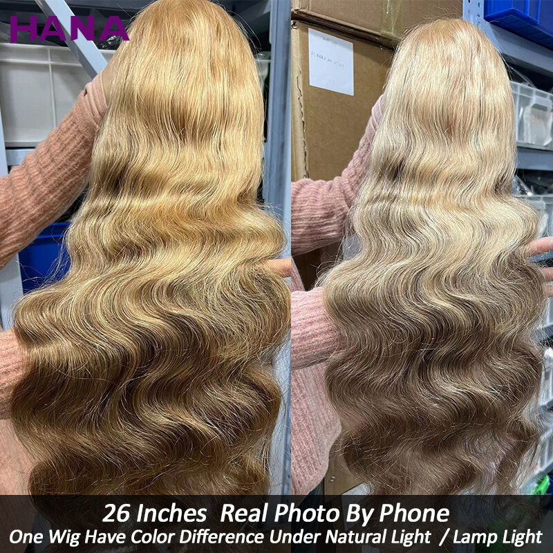 Парик HD 13x 4 из натуральных человеческих волос с эффектом омбре, волнистые волосы цвета медового блонд-коричневого цвета для женщин, перуанский парик на сетке спереди плотностью 180%