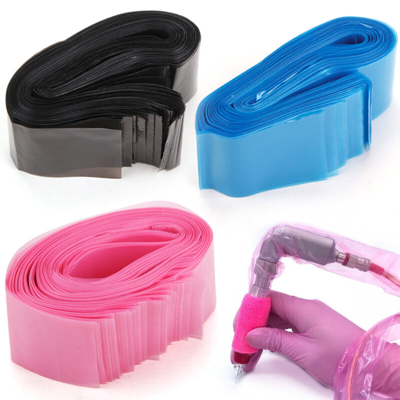 100Pcs Disposable Black/Pink/Blue Tattoo Clip Cord Sleeves Covers Bags Plastic Tattoo Machine Protection Bags Tattoo Accessories
