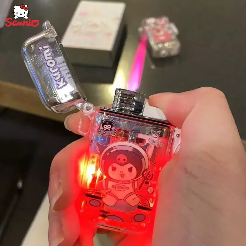 Kuromi-encendedor de luz estroboscópica de llama rosa, Kawaii encendedor de Hello Kitty, encendedores de melodía Cinnamoroll, entrega rápida