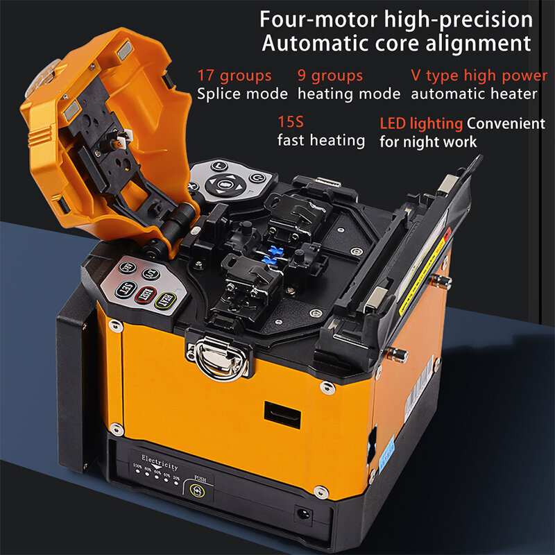 A-86S Automatic Fiber Optic Fusion Splicer Fiber Optic Hot Melt Machine Leather Cable Patchcord Pigtail Hot Melt Tool