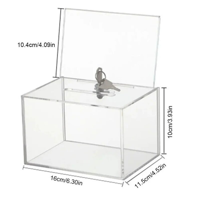 Clear Acrylic Ballot Box With Lock Sign Holder Secure Safe Drawing Ticket Box For Business Cards Donations Voting Fundraising