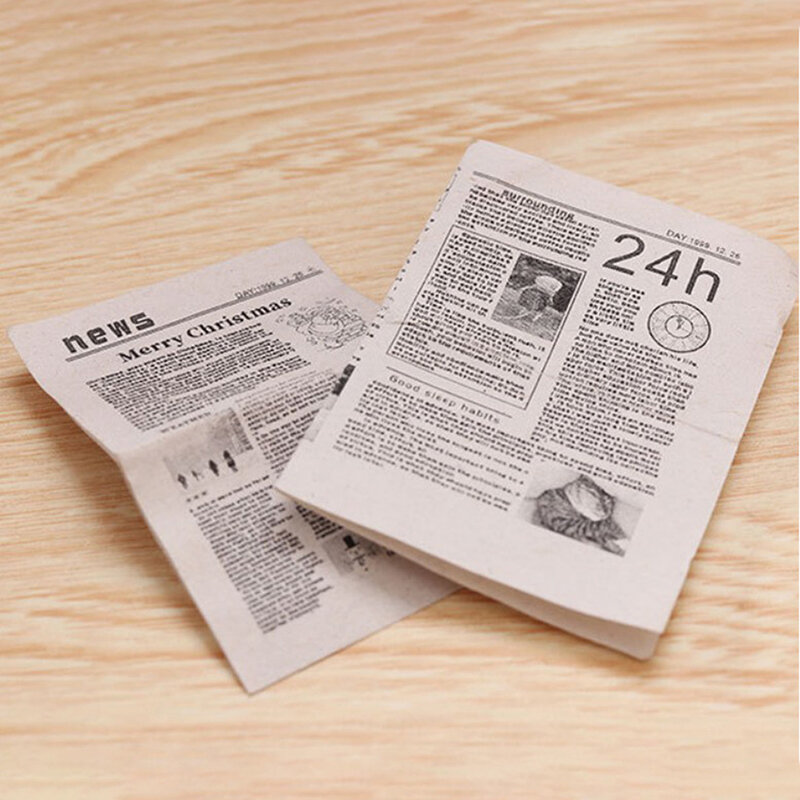 1/12 Dollhouse Miniature Simulation Retro Newspaper Set Model For Doll House Decor Accessories Kids Pretend Play Toys Gift