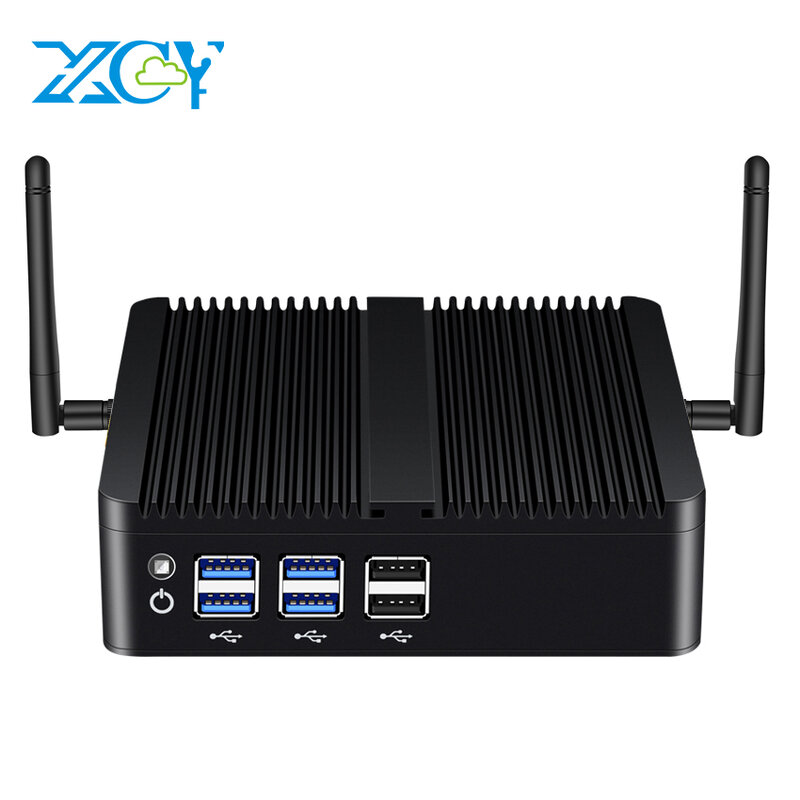 XCY-Mini PC sin ventilador Intel Core i7 4500U i5 4200U Gigabit Ethernet HDMI VGA Display 8x puertos USB Compatible con WiFi Windows Linux