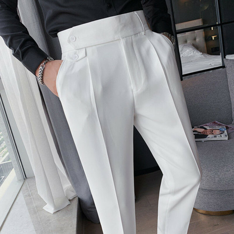 2023 primavera nuovi pantaloni da uomo moda Business Casual Slim Dress Pants abbigliamento da strada da uomo Social Formal Pantalon abbigliamento 36