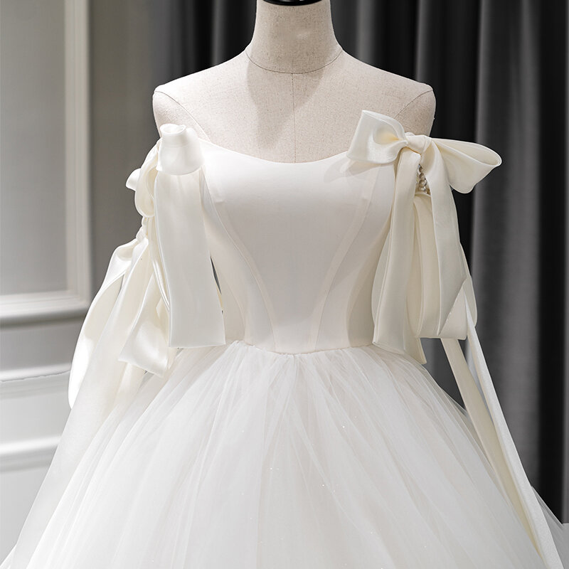 Romantic Wholesale Wedding Suits For Women Ball Gown Sleeveless Wedding Dress Satin Lace Up vestidos de novias 2024 QW01515