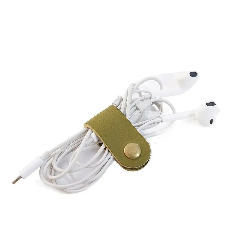 PU Leather Cable Winder Earphone Cord Winder 9X2cm Mini Simple Charger Cable Protector Desktop Storage Cord Organizer 1Pc