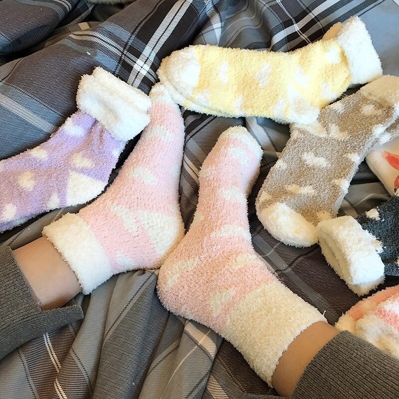 Новые милые бархатные женские милые осенне-зимние теплые женские носки для сна в стиле Харадзюку