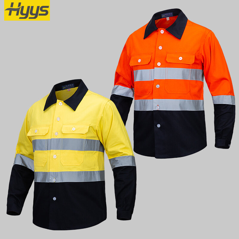 Ropa de trabajo de alta visibilidad para hombres, chaqueta, uniforme, monos, camisa reflectante de seguridad Industrial