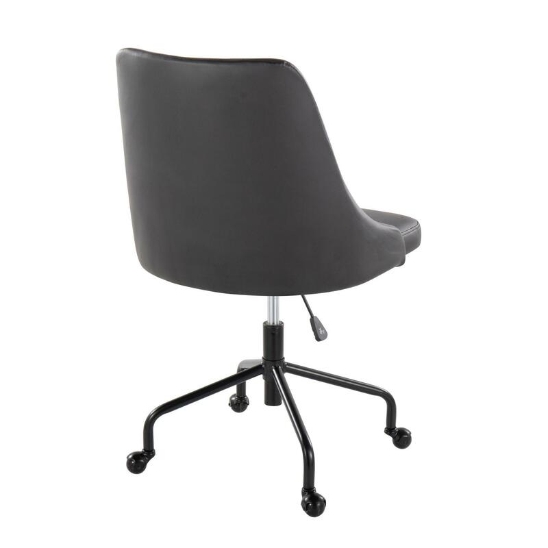 Lumi source schwarzer zeitgenössischer verstellbarer Bürostuhl mit Rollen-eleganter Metallrahmen und luxuriöser Kunstleder-Marche Colle