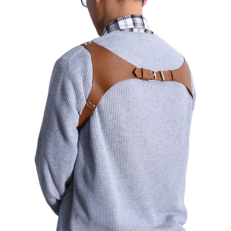 Spinka na ramię PU spinacze do koszul panów regulowane szelki wiszące spodnie spinka skórzane paski pasek męskie szelki