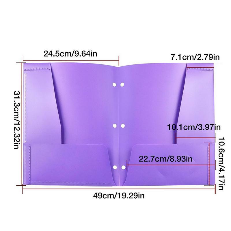 Two Pocket Folder 6 Color Folders With Pockets 3 Hole Letter Size Heavy Duty Business Card Holder A4 Size For Office High School