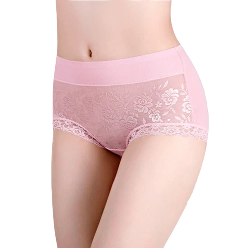3Pcs/Lot Cotton Panties Women's Lace Underwear High Waist Abdominal Brief Female Plus Size  Breathable Shorts For Women Lingerie