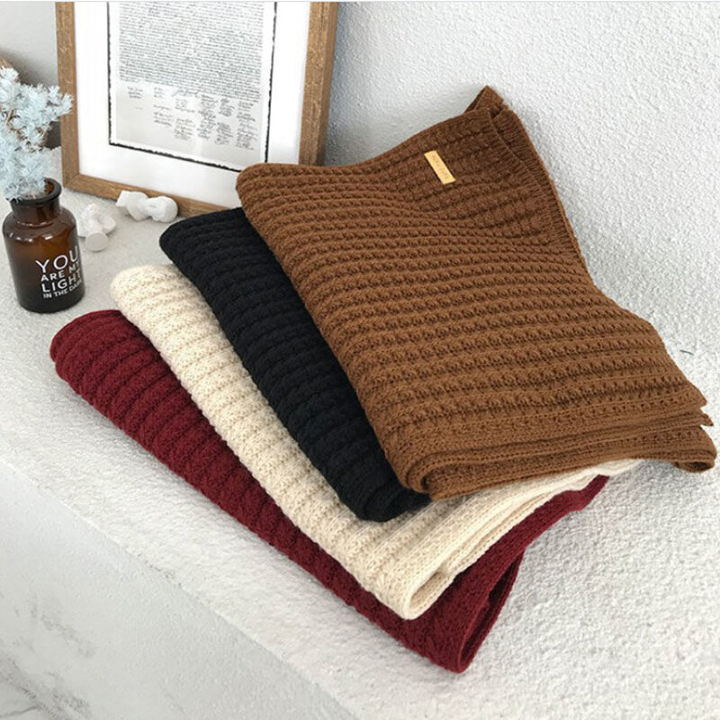 Korean Scarves For Women Men Autumn And Winter Thickened Thermal Knitted Scarf Unisex Scarf Long Size Warmer Scarves Gifts