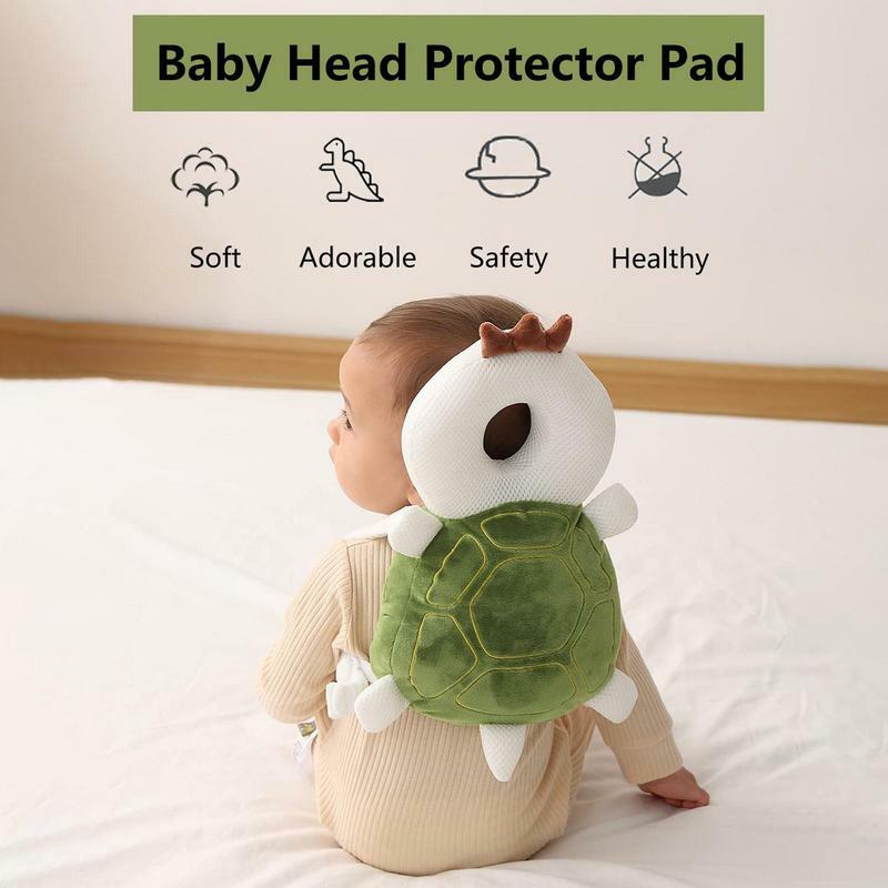 Almohadilla protectora de cabeza de bebé, almohada de protección de cabeza de niño pequeño, ajustable, anticolisión, transpirable, cojín de bebé, mochila en forma de tortuga