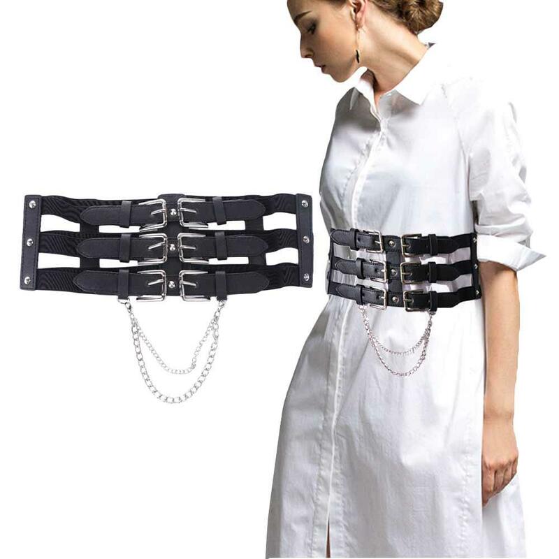 حزام خصر بنمط هراكاز للنساء ، سلسلة مجوفة تحت الصدر ، مشد ضيق ، حزام مرن ، Cummerbunds ، Y2K