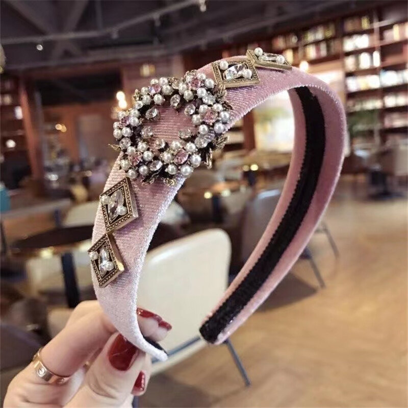 Luxe Retro Strass Hoofdband Haarbanden Voor Vrouwen Crystal Rhinestone Haarband Hoofdband Haar Accessoires Voor Meisjes