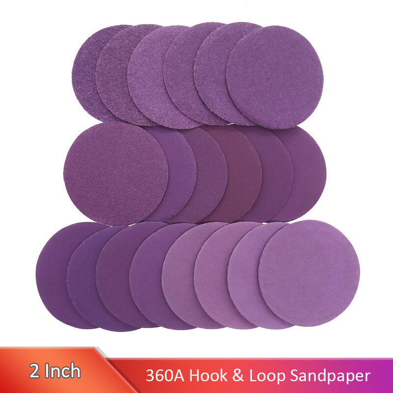 50Pcs 2 Inch Sanding Disc Wet Dry 80-10000 Grit Sandpaper 50mm Hook Loop Aluminum Oxide Sandpaper for Drill Grinder Rotary Tools