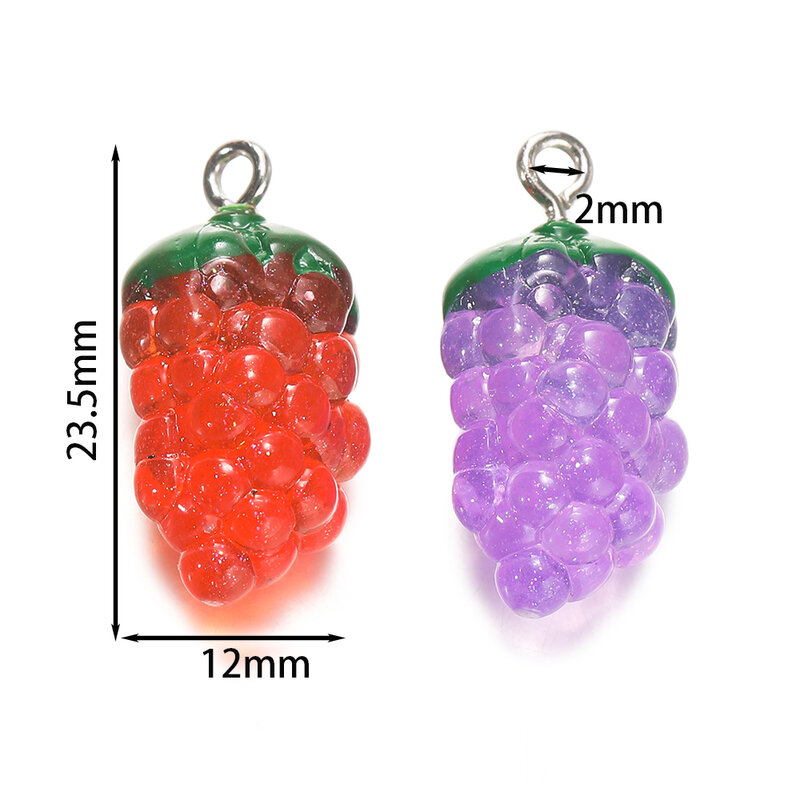 10Pcs 12x23mm Grape Resin Charms Pendants for Earrings Necklace Keychain Charms DIY Jewelry Making Accessories