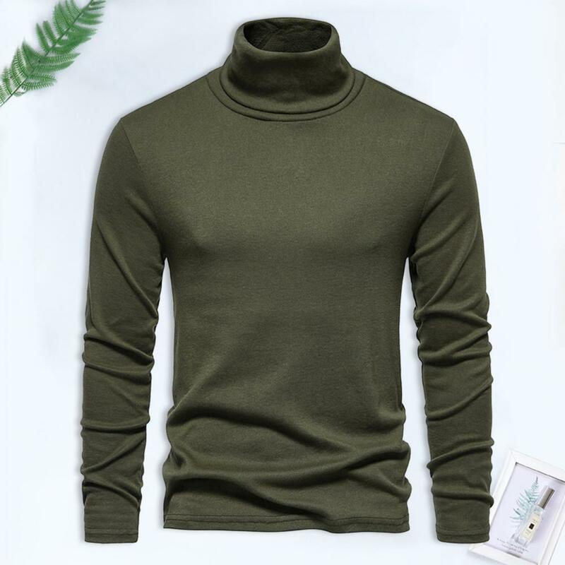Men Autumn Winter Sweater High Collar Neck Protection Long Sleeve Elastic Pullover Thick Warm Men Bottoming Top Sweatshirt