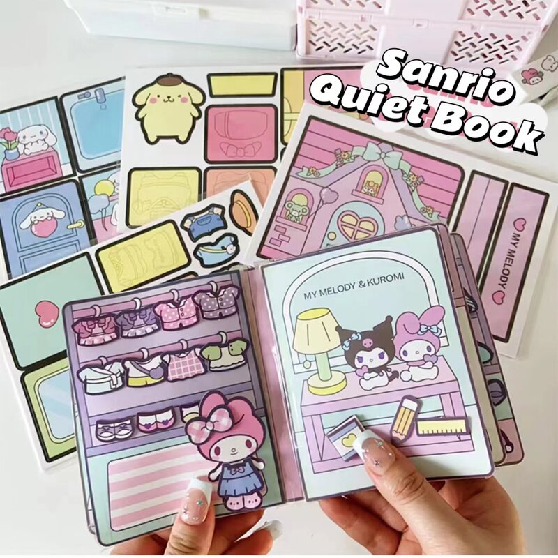 Sanrio Kuromi Cinnamoroll Quiet Book My Melody Handmade fai da te giocattoli per bambini sviluppo mani su abilità regalo di compleanno della ragazza