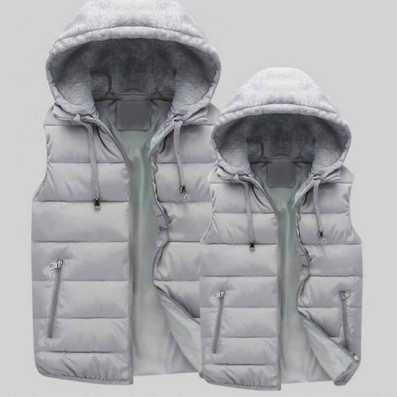 Jaqueta fria impermeável sem mangas masculina com capuz, colete quente, casual, outono, inverno